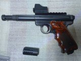 Ruger Mark III w Red Dot Sight - *ALTAMONT* Ultima Target Super Rosewood Checkered Grips - Tactical Solutions Compensator - 6 of 15