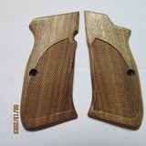 CZ 97 Full Size Checkered Blonde Walnut Grips & Screws - Item #CZ-9702 - 2 of 3