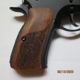 CZ 97 Full Size Beautiful Engraved Black Walnut Grips & Screws - Item #CZ-9703 - 1 of 3