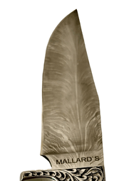 MALLARDS SHOOTING SUPPLY AND APPAREL CUSTOM DUCK FEATHER DAMASCUS HUNTING FIXED BLADE KNIFE - 6 of 6