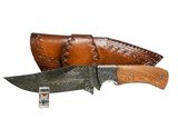 MALLARDS CUSTOM FIXED BLADE HUNTING KNIFE FEATHER DAMASCUS WITH MAPLE HANDLE - 2 of 2