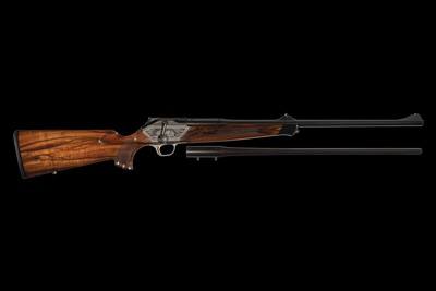 Blaser R8 375. H&H with 300 Win Barrel Factory Engraved Game Scene - Image 3 of 4