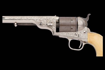 Finest Known Documented Early Production Three Digit Serial Number 164 New York Engraved, Nickel and Gold Colt Model 1871-72 Open Top Revolver - Image 4 of 7