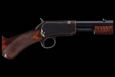 Winchester Deluxe Model 1890 Slide Action Rifle with Unusual Cheekpiece Deluxe Stock - Image 1 of 5