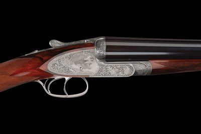 Factory Gian Marco Sabatti Signed and Bulino Game Scene Master Engraved Fratelli Rizzini R1-E Sidelock 12ga Double Barrel Shotgun with Case - Image 1 of 7