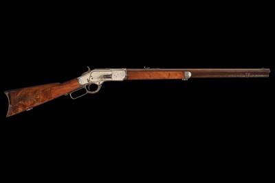 Attractive Documented Antique Special Order Winchester Second Model 1873 Lever Action Rifle with Scarce Nickel Finish & Fancy Stock - Image 1 of 2