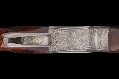 Factory Galeazzi Signed and Master Game Scene Engraved Perazzi SC3 O/U Shotgun 12ga - Image 3 of 5