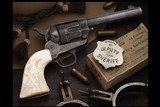 Antique Colt Sheriff's Model Single Action Army Revolver with Extremely Rare 5 Inch .45 Long Colt Barrel, Relief Carved Eagle Pearl Grips - Image 4 of 4