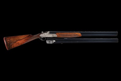 Claudio Cremini Signed and Game Scene Engraved Bertuzzi Sidelock Over/Under 12ga Two Barrel Set with Case - Image 3 of 6