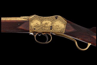 Exhibition Grade Panel Scene Engraved, Gold Plated,Inscribed Providence Tool Co. Peabody-Martini Single Shot Rifle-Musket with Bayonet .45 cal - Image 2 of 7