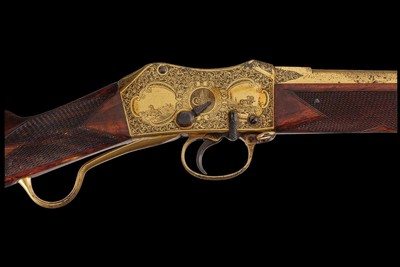 Exhibition Grade Panel Scene Engraved, Gold Plated,Inscribed Providence Tool Co. Peabody-Martini Single Shot Rifle-Musket with Bayonet .45 cal - Image 1 of 7