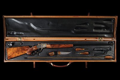 Jim Blair Master Engraved and Gold Inlaid, Custom Sharps Rifle Co. Model 1878 38-55 Borchardt Single Shot Falling Block Rifle with Case - Image 3 of 6