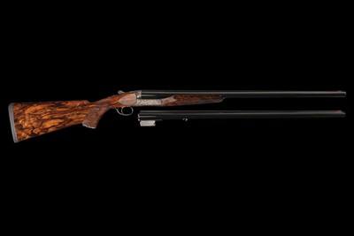 Maximo Gobbi Signed, Engraved, and Gold Inlaid Perazzi DC-12 Side by side 12 ga Shotgun Two Barrel Set with Case - Image 4 of 5