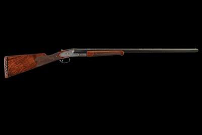 Factory Engraved and Relief Gold Inlaid Hunter Arms Co./L. C. Smith Premier Grade Side by side 12 ga Shotgun with Case - Image 5 of 8