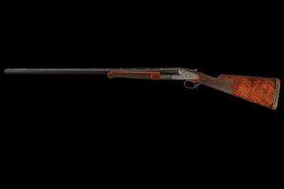 Factory Engraved and Relief Gold Inlaid Hunter Arms Co./L. C. Smith Premier Grade Side by side 12 ga Shotgun with Case - Image 6 of 8