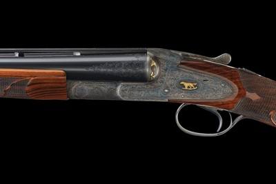 Factory Engraved and Relief Gold Inlaid Hunter Arms Co./L. C. Smith Premier Grade Side by side 12 ga Shotgun with Case - Image 2 of 8