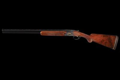 E. Theunens Signed, Engraved, and Gold Inlaid Abercrombie & Fitc Belgian Browning .410 Bore Midas Grade Lightning Superposed 3 Barrel Set - Image 5 of 5