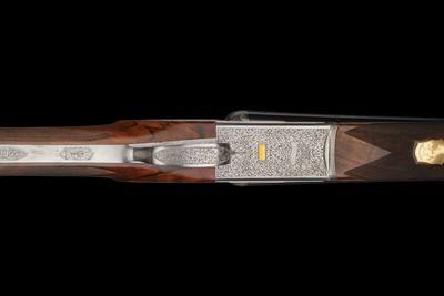 Pair of Rinaldin Signed and Master Engraved Beretta 20 Gauge Giubileo II EELL Double Barrel Shotguns with Case - Image 4 of 11