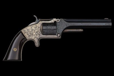 Presentation Cased Pair of Deluxe Engraved, Silver Plated Smith & Wesson No. 2 