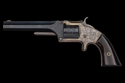 Presentation Cased Pair of Deluxe Engraved, Silver Plated Smith & Wesson No. 2 