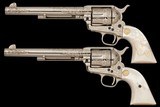 Consecutive Pair of Alvin A. White Signed Master Engraved Colt Second Generation Single Action Army Revolvers with Relief Carved Steer Head Pearl Grip - Image 1 of 11