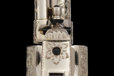 Consecutive Pair of Alvin A. White Signed Master Engraved Colt Second Generation Single Action Army Revolvers with Relief Carved Steer Head Pearl Grip - Image 6 of 11
