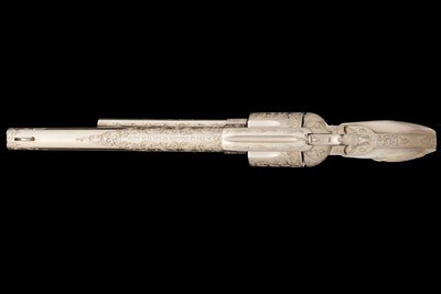 Consecutive Pair of Alvin A. White Signed Master Engraved Colt Second Generation Single Action Army Revolvers with Relief Carved Steer Head Pearl Grip - Image 4 of 11
