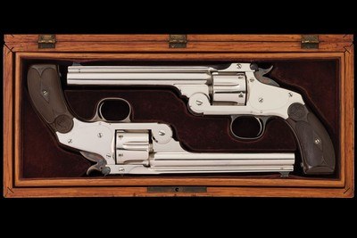 Cased Pair of Early Production Smith & Wesson New Model No. 3 Target Single Action Revolvers with Extra Barrel 32-44 S&W - Image 1 of 9