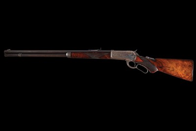 Factory Engraved Antique Special Order Winchester Deluxe Model 1886 Lever Action Rifle in .45-90 W.C.F. Matted Round Barrel - Image 4 of 5