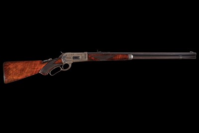 Factory Engraved Antique Special Order Winchester Deluxe Model 1886 Lever Action Rifle in .45-90 W.C.F. Matted Round Barrel - Image 3 of 5