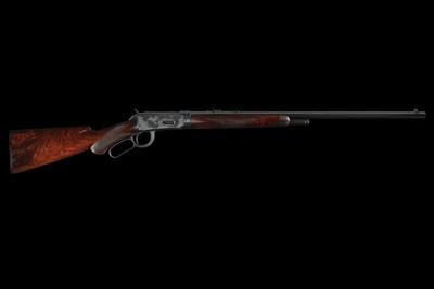 Phil Clundt Panel Scene Relief Etched Special Order Winchester Deluxe Model 1894 Lever Action Takedown Rifle 30 WCF - Image 3 of 4