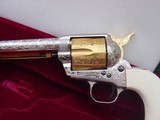 Colt Single Action Army, 7 1/2" 45 Colt,engraved-nickel/gold,cased - 3 of 15