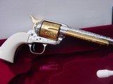 Colt Single Action Army, 7 1/2" 45 Colt,engraved-nickel/gold,cased - 2 of 15