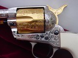 Colt Single Action Army, 7 1/2" 45 Colt,engraved-nickel/gold,cased - 6 of 15