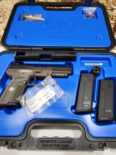 2010 FN Herstal Five-seveN 5.7x28mm, RARE O.D. Green Frame,disc. 2018 with extras - Image 1 of 20