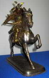  Vintage Bronze Figure of a Samurai Warrior riding his Stallion - 1 of 8