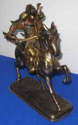  Vintage Bronze Figure of a Samurai Warrior riding his Stallion - 3 of 8