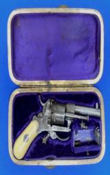 Belgian Pinfire Pocket Revolver with Fitted Case - 1 of 10