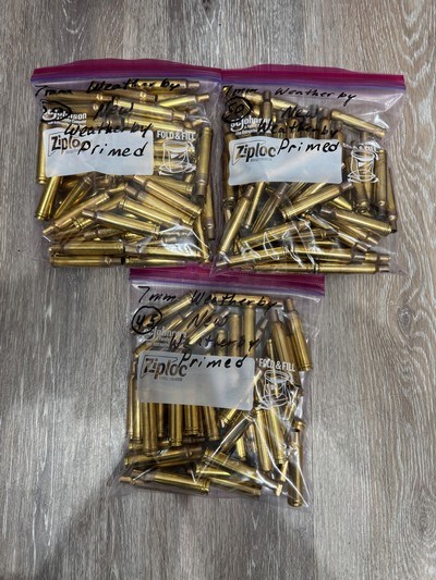 145 pcs 7mm Weatherby Mag BrassWeatherby HeadstampFactory PrimedNEW