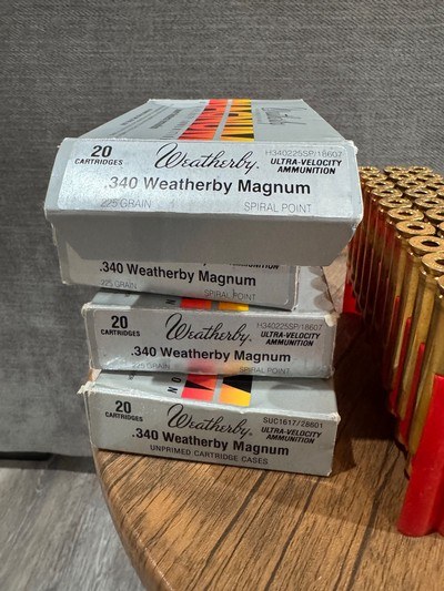 New Weatherby .340 Weatherby Magnum Brass – Norma Headstamp – 20 Count Box - Image 2 of 2