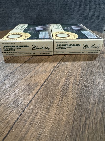 Weatherby .340 Weatherby Magnum Factory Ammunition – 225 Grain Barnes Triple Shock (TSX) – 33 Rounds - Image 2 of 4