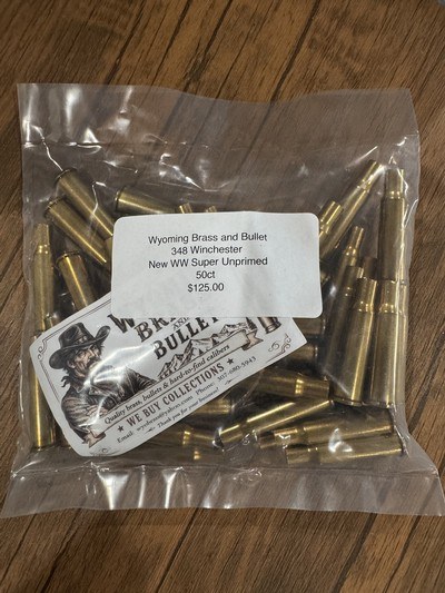 Winchester .348 Winchester Brass – New WW Super – Unprimed – 50 Cases - Image 1 of 2