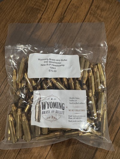 Remington .243 Winchester Brass – New R-P Headstamp – 100 Count - Image 1 of 2