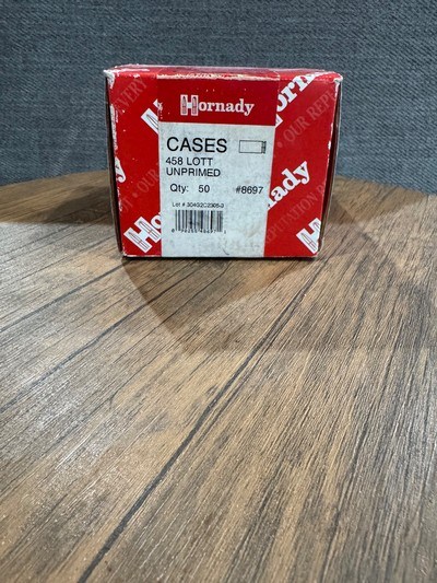 Hornady .458 Lott Unprimed Brass – 50 New Factory Sealed Cases (#8697) - Image 1 of 2