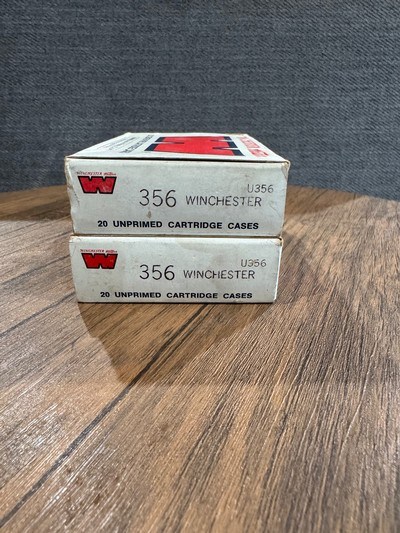 Winchester .356 Winchester Unprimed Brass – 40 New Cases (2 Factory Boxes) - Image 1 of 4