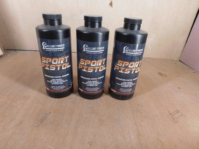 3 x 1# factory sealed canisters of Alliant powders Sport Pistol powder
