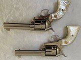 Rare 1961 Colt SAA Pair Consecutive Numbered 45LC,4 3/4 inches, Nickel, Unfired, Lettered, Custom Grips - 3 of 3