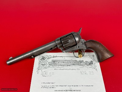 Colt Single Action Army .44/40 7.5" Nickel Year: 1886 w/ Colt Historian Letter