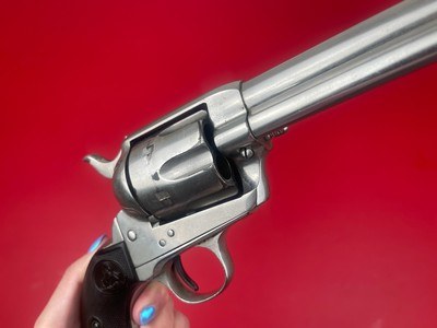 Colt Single Action Army Nickel .45 Colt w/ Colt Letter - Mfg. 1905 - Image 5 of 15