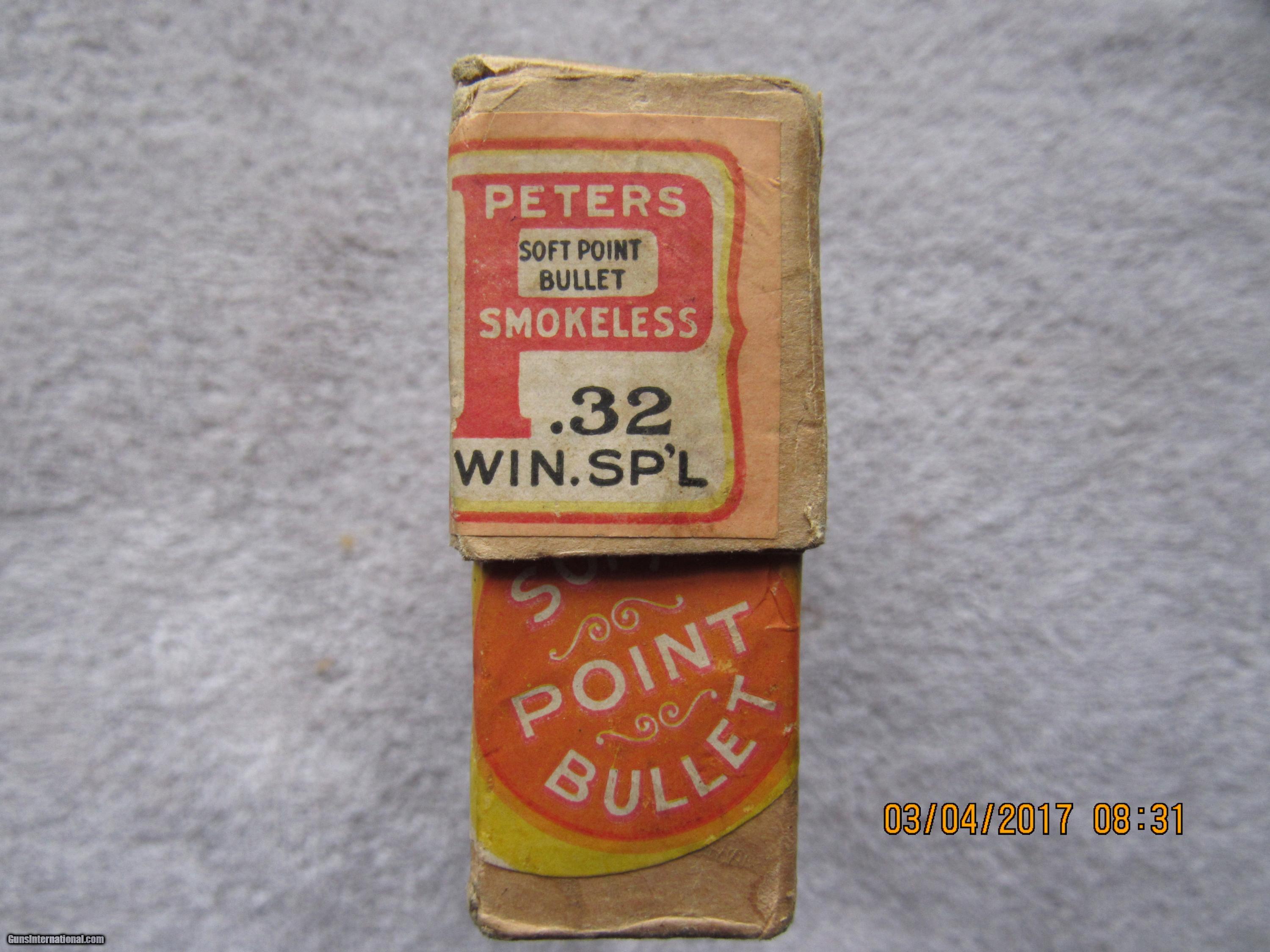 Rare Vintage Peters 2-Piece Ammunition Box 32 Winchester Special, Full,  Unopened/Factory-Sealed
